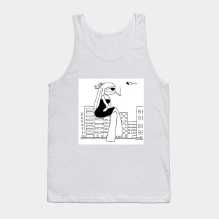 Smoking Girl, Cat and the Big Eye Tank Top